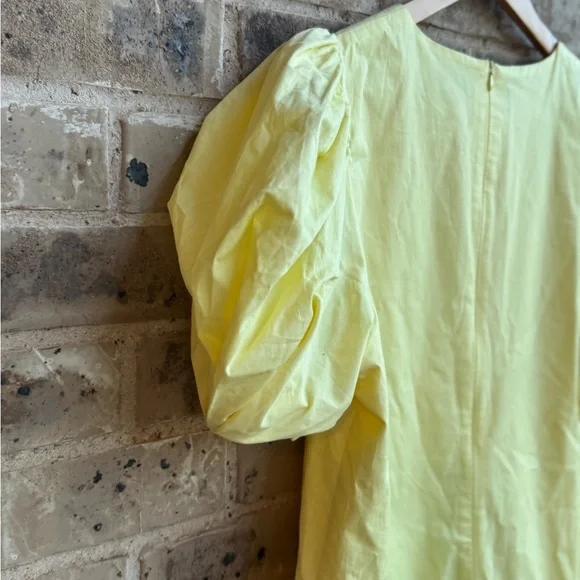 ENGLISH FACTORY
Ruffle Detail Puff Sleeve Poplin Dress size Large Yellow - Picture 4 of 12